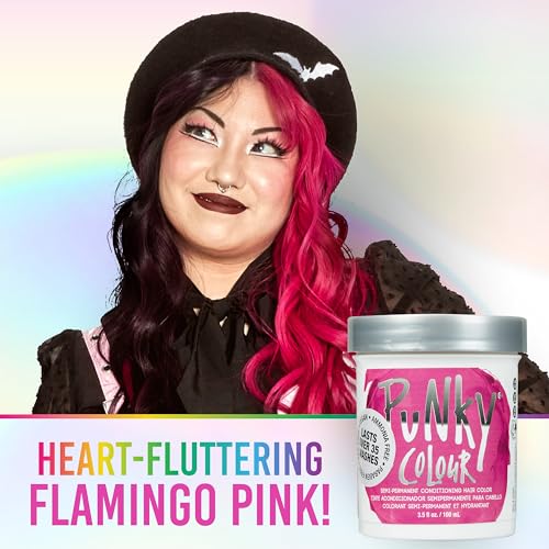 Punky Flamingo Pink Semi Permanent Hair Color - Vegan & Cruelty-Free Conditioning Hair Dye, Lasts Up to 35 Washes, 3.5 fl oz