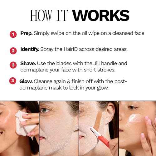 JILL Original Hair Identifying Spray ? Dermaplaning & Facial Hair Prep Mist for Women, Highlights Fine Peach Fuzz & Stubble for Precise Shaving & Exfoliation, 2 fl oz