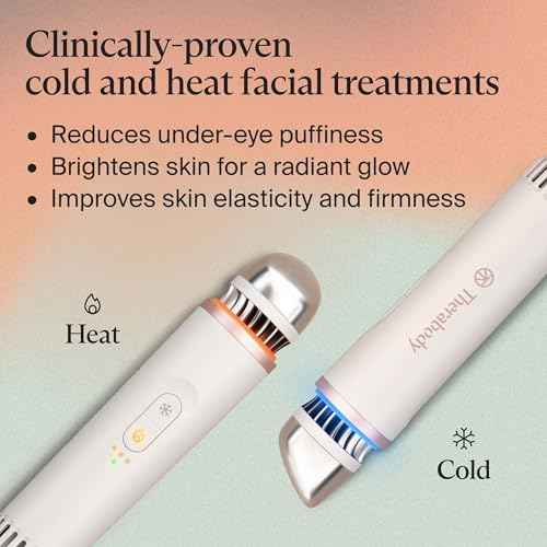 Therabody TheraFace Depuffing Wand ? Cold and Heat Skincare Treatment to Depuff and Glow; Beauty Wand, Face Roller and Eye Massager for Eye Puffiness, Dark Circles and Skin Radiance (White)