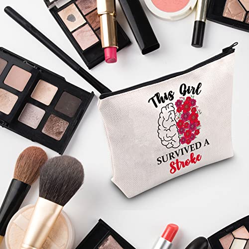 G2TUP Stoke Awareness Gift This Girl Survived A Stroke Makeup Bag Stroke Survivor Cosmetic Bag Stroke Warrior Gift Zipper Travel Bag (Survived A Stroke MB)