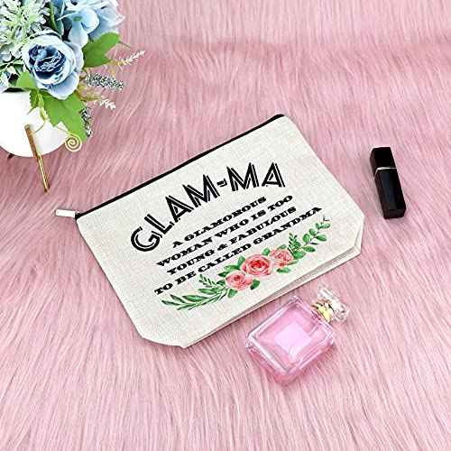 Grandma Gifts from Grandchildren Makeup Bag Mother's Day Gifts Birthday Gifts for Grandmother Best Grandma Ever New Glamma Gifts Thank You Gift for Women Nana Travel Cosmetic Pouch Christmas Gift