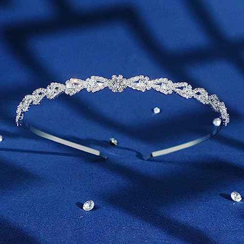 MAFELOE Fashion Rhinestone Alloy Headbands, Wedding Hairband Bridal Headpieces Hair Decorative Accessories for Women Ladies- Silver-SZ-SD