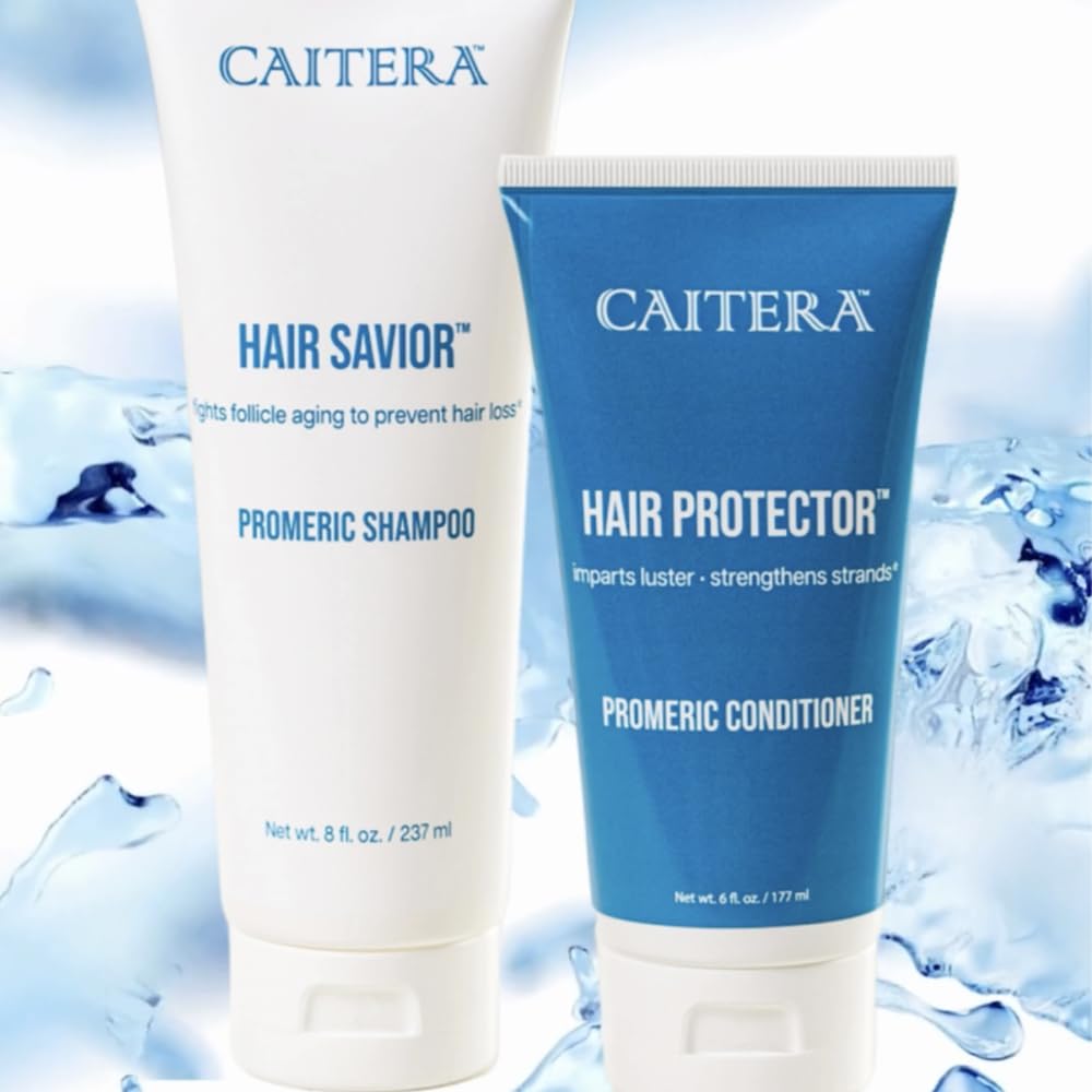 Promeric Shampoo & Conditioner Bundle for Thicker Hair | Turmeric + Biotin + Procapil + Rosemary and Peppermint Oils to Improve Thinning Hair