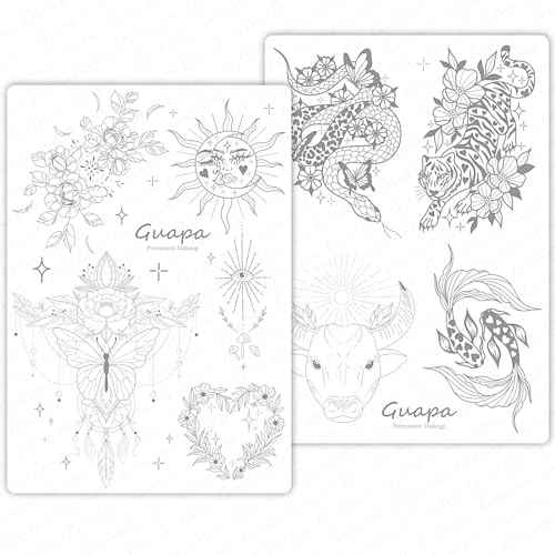 2pcs Silicone Pre Printed Tattoo Practice Skin with 9 Exquisite Tattoo Designs