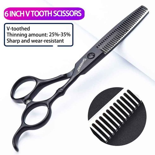 6 Inch Black Hairdressing Scissors Salon Hairdressing Tool Stainless Steel Hair Cutting Hair Thinning Hairdressing Scissors (6 inch 4PC)