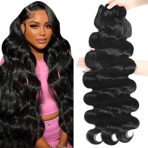 15A Raw Human Hair Bundles Body Wave Human Hair, 14 16 18 inches No Tangle Shedding,Triple Lifespan Indian Virgin Hair,Multiple Washes Keep Texture Silky Soft