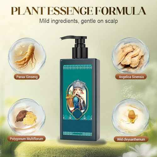 Plant Extract Hair Dye for Gray Hair, Gentle Plantessenge Formula Mild Ingredients, Natural Plant Hairs-Dyes 207ml, Suitable for Both Old and Young People, Precisely Covers Gray Hair (Natural Black)