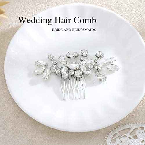 JAKAWIN Bride Wedding Hair Comb Crystal Hair Piece Rhinestone Bridal Hair Accessories for Women HC042 (Silver)