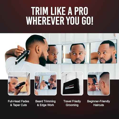Self-Cut System 3 Way Mirror with LED Lights ? Trifold Self Cut Barber Mirror for Men and Women, 360 View for Easy Haircuts, Travel Friendly - Three Way Design for Grooming and Styling