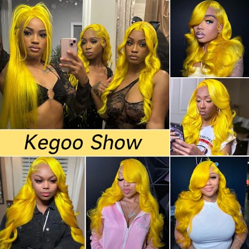 Lace Front Wig - Human Hair, Body Wave, 24 Inch, 13x4 HD Lace Frontal, Pre Plucked, 200% Density, Yellow
