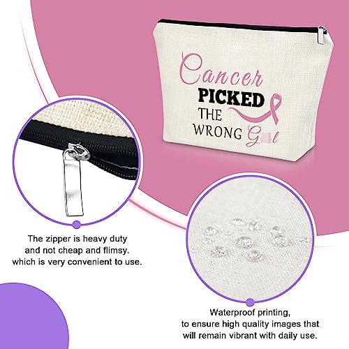 Sazuwu Breast Cancer Gifts Cosmetic Bag Pink Ribbon Awareness Makeup Bag for Survivors Patients Inspirational Gifts for Women Fighting Cancer
