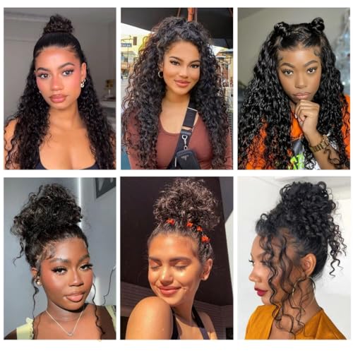 360 Lace Front Wigs Human Hair Pre Plucked With Drawstring 360 Deep Wave Glueless Full Lace Human Hair Wigs Wet And Wavy Invisible Strap Full Lace Wigs For Black Women£¨Black, 18 Inch£©