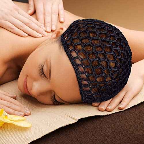 Geyoga 2 Pieces Mesh Crochet Hair Net Rayon Knit Snood Cap Cover Crocheted Shower Caps Sleep Hat for Women(Black)