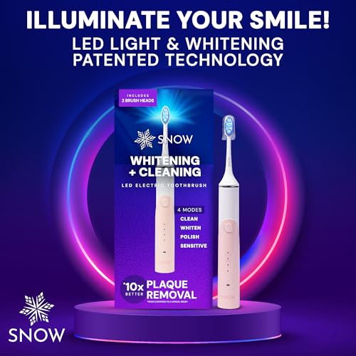 SNOW LED Electric Toothbrush Gen 2 - Rechargeable Electronic Brush for Adults - Sonic Technology w/LED Light Whitening & Cleaning Powered w/Sonic Technology for Oral Routine Coastal Sunset Pink Gen2