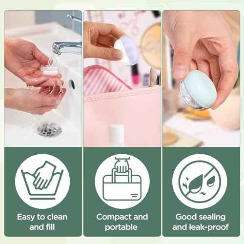 RONRONS Leak Proof Mini Travel Jars, Travel Containers for Creams with Lids and Labels, Travel Bottles Lip Balm Cosmetic for Jewelry Case Toiletries Moisturizer Plastic Small Jar 5 Pcs 10ml