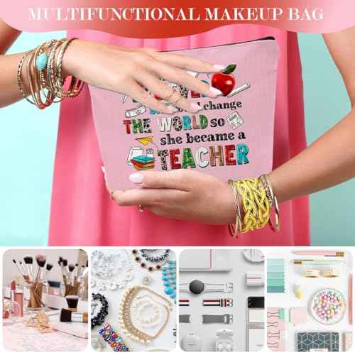 Yonto Teacher Appreciation Gifts Cosmetic Bag: Perfect Makeup Bags For Women & Girls Teachers - Ideal Gift for Travel, Birthdays, Christmas, Teacher's Day, Thanksgiving Day, Teacher Must Have, Stye 1