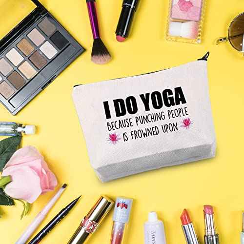 Yoga Gift Yoga Lover Gift Yoga Instructor Makeup Bag I Do Yoga Because Punching People Is Frowned Upon Cosmetic Bag Yoga Teacher Thank You Gift
