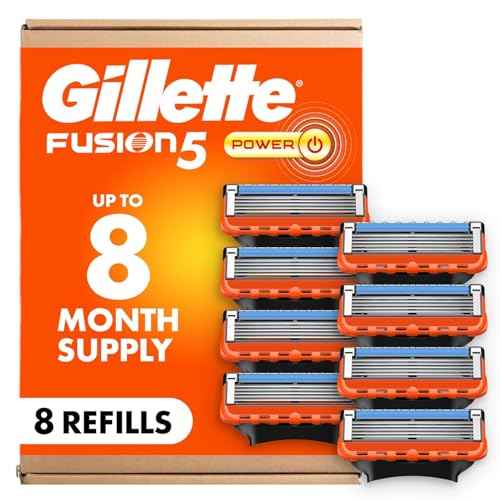 Gillette Fusion5 Power Razor Blades for Men, 5-Blade Razor Refills, 8 Count