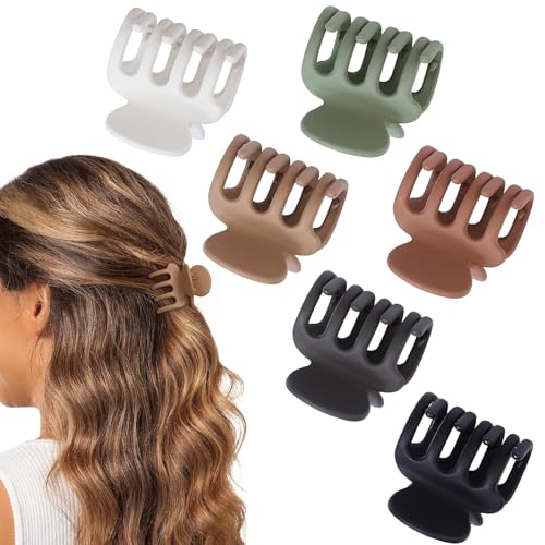 6 Pcs Hair Clips Small Claw Clips for Thin Hair Medium Matte Non-slip Hair Accessories for Women and Girls (Brown)