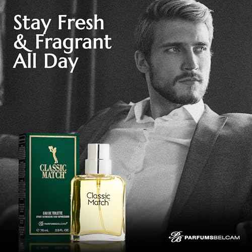 PB ParfumsBelcam Classic Match Green Eau De Toilette Spray for Men ? Fresh Chypre Cologne, Bergamot, Basil, Musk, Long-Lasting Masculine Fragrance, Signature Scent ? 2.5 Fl Oz