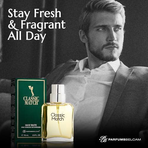 PB ParfumsBelcam Classic Match Green Eau De Toilette Spray for Men ? Fresh Chypre Cologne, Bergamot, Basil, Musk, Long-Lasting Masculine Fragrance, Signature Scent ? 2.5 Fl Oz