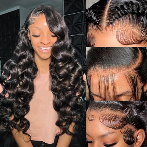 20Inch 13x4 HD Lace Front Wigs Human Hair 180% Density Body Wave Lace Front Wigs Human Hair Lace Front Wigs for Women Glueless Body Wave Wigs Human Hair Pre Plucked with Baby Hair Natural Black