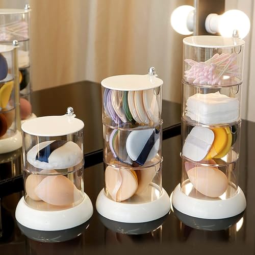 JessLab 4 Layer Clear Jewelry Organizer, 360¡Æ Rotatable Acrylic Hair Accessory Organizer, Hair Clip and Tie, Earring Storage for Bathroom Vanity Countertop