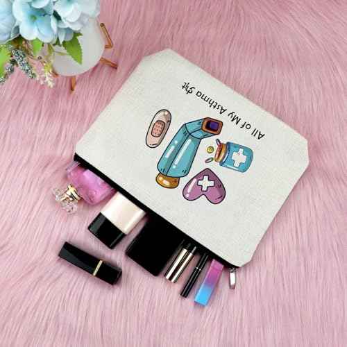 Asthma Awareness Makeup Bag for Women Medication Bags for Traveling Get Well Soon Gift for Patients Friends Recovery Gifts for Women After Surgery Travel Cosmetic Pouch Zipper Toiletry Pouch