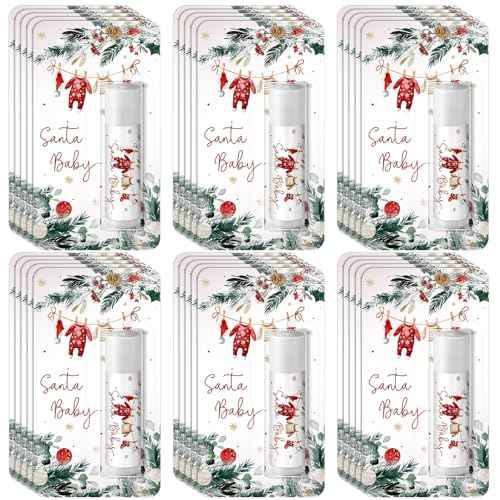30 Pack Santa Baby Shower Games Prizes Party Gifts Bulk Lip Balms Favors for Winners Adults Guests Gender Reveal Favors Decorations Baby Shower Souvenirs Gift Bags Stuffers