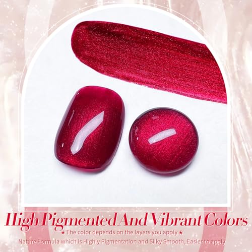 Born Pretty Scarlet Ruby Pearl Burgundy Gel Nail Polish 15ml Shimmer Glitter Pearlescent Nail Polish Mermaid Christmas Gel Nail Art Manicure DIY Gift
