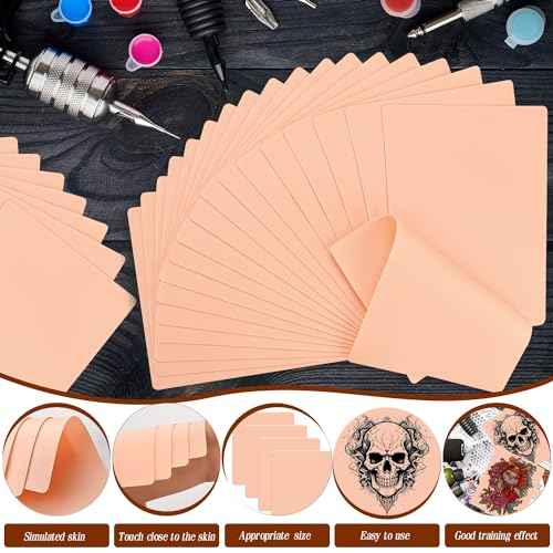 70 PcsTattoo Practice Skins with Transfer Paper, Include 20 Pcs Tattoo Skins & 50 Pcs Tattoo Transfer Paper, Suitable for Artist Creation, Beginners Practice Skills