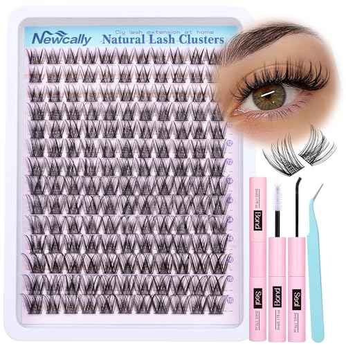 Lash Clusters Kit Wispy Natural Cluster Eyelash Extension Kit DIY Lash Extension Kit C-curly 10-16MM Eyelash Clusters Volume Individual Lashes Kit by Newcally