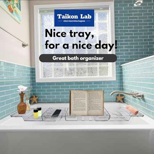 Expandable Bathtub Tray for Tub, Clear & Easy Maintenance Acrylic Material, Bath Organizer for Relaxing Spa, Fits Most Bathtubs and Bathroom D?cor Style, Bath Tub Caddy Tray for Women