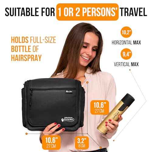 Travel Toiletry Bag for Men and Women - (10.6¡±x10.6¡±x3.2¡±) Large Hanging Toiletry Organizer - Waterproof Hygiene Bag with Metal XXL Swivel Hook, with Sturdy Zippers and 19 Compartments for Toiletries