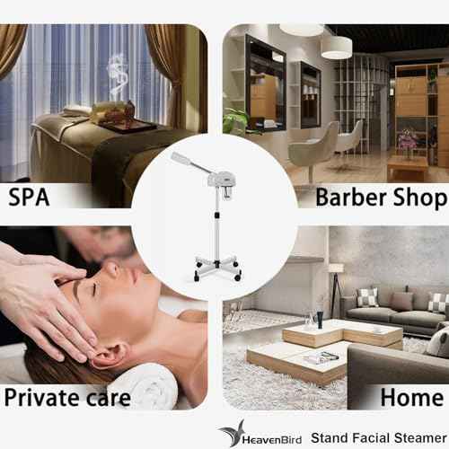 Stand Professional Ozone Facial Steamer with Touch Control, Adjustable Height & Rolling Base, 360¡Æ Rotatable Nozzle, Hot Mist Function, Use for Home, Salon SPA (White)