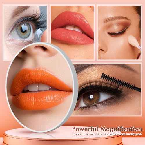 Magnifying Mirror 40X with Suction Cups, 4.5inch Travel 40X Magnified Round Makeup Mirror with High Magnification, Make up Mirror with Tweezers Sets, Ultra Thin of 0.38inch, Lightweight of 0.165lb