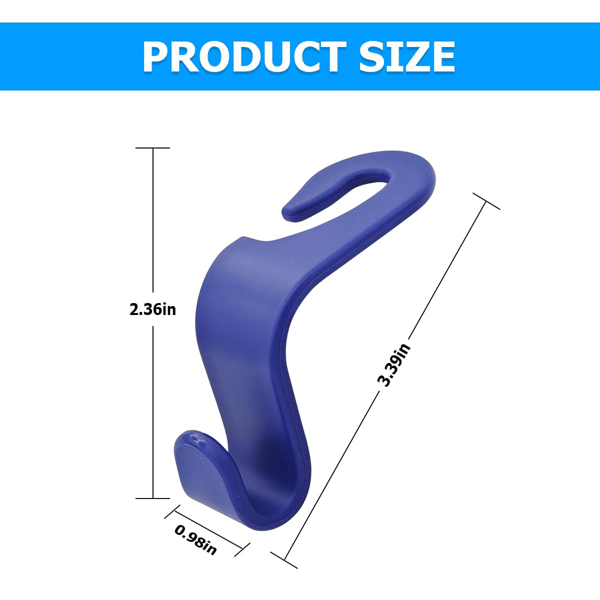 4PCS Car Back Seat Headrest Hooks, Rear Car Seat Storage Headrest Hanger Holder Hooks Organizer, Universal Auto Interior Accessories for Bag Purse Handbag Cloth Coats Grocery (Blue)