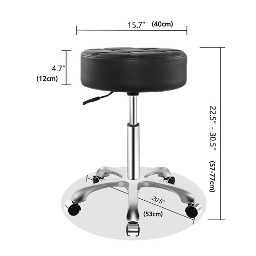 Rolling Adjustable Stool for Work Medical Tattoo Salon Office,Heavy Duty Esthetician Hydraulic Chair Stool with Wheels (Black)