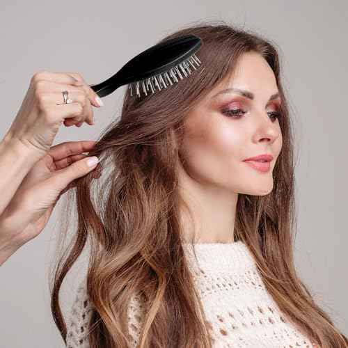 2 Pack Stainless Steel Wig Wire Brush, Portable Professional Wig Brushes Synthetic Hair Brush for Women and Men, Metal Wig Combs for Hair Extensions, Wigs Detangling, Barber, Beginner£¨Black, Rose Red£©