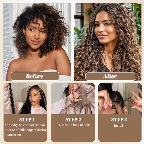 32 Inch Human Braiding Hair Water Wave for Braiding Wet and Wavy Micro Braiding Human Hair Ombre Honey Blonde 4/27 No Weft Human Braiding Hair Extensions for Box Boho Braids 100G With 2Bundles