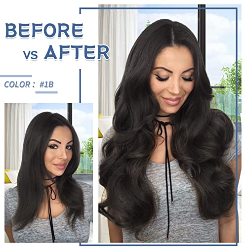 Clip in Hair Extensions Real Human Hair S-noilite #1B Natural Black Double Weft hair extensions 18 Inch Clip in Real Human Hair for Women Balayage Straight 7PCS 125g