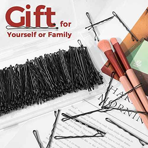 300 Pcs Bobby Pins Black, Hair Pins for Women Girls and Kids, Invisible Wave Hair clips Bulk with Storage box, Pain-Free Hairpins£¨2 Inch Black£©
