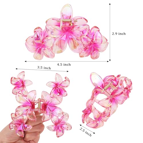 Hawaiian Flower Hair Clips,6 Pcs Large Matte Hair Claw for Women Non-Slip Strong Hold Clips for Thick Hair, Hair Accessories for Women and Girls