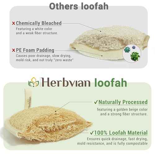 Vietnamese Natural Loofah Exfoliating Body Scrubber Pads, 100% Plant-Based Shower Luffa Sponge, Bath Loofah for Women Men, 2-Pack