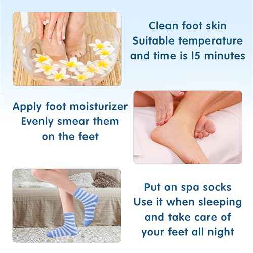 3 Pairs Aloe Socks Moisturizing Spa Socks for Dry Cracked Feet, Sleeping Fuzzy Socks Non Slip Lotion Socks for Women Men Spa, Foot Care Socks for Repairing Softening Dry Cracked Heel