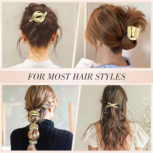 6 PCS Metal Hair Ties, Gold Hair Cuffs Ponytail Cuff for Women Summer Gift