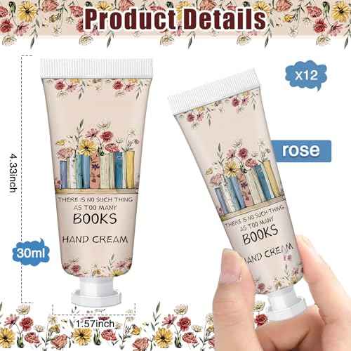Leelosp 12 Pcs Christmas Hand Cream Mini Book Lover Gift for Women Hand Lotion Travel Size for Dry Cracked Hands Book Club Gifts Bulk Christmas Stocking Stuffer