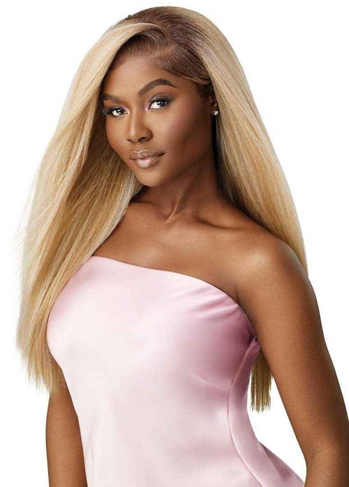 Outre Airtied 100% Fully Hand-Tied Wig - Human Hair Blend - Perm Yaki 26" (JET BLACK 1)
