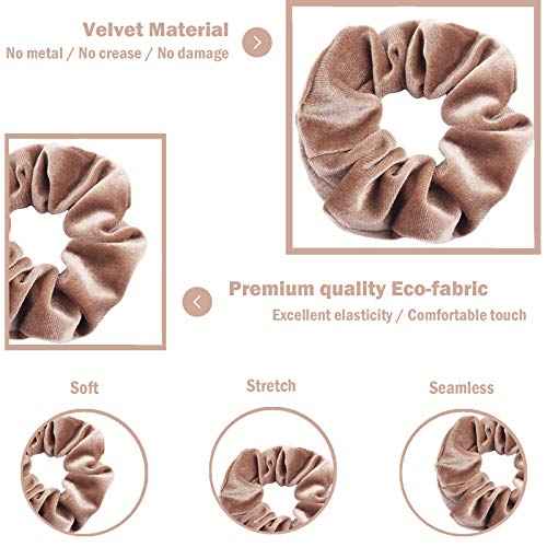IVARYSS Velvet Scrunchies for Women, 12 Pcs Dark Colors Classic Elastic Thick Scrunchy Bands Ties, Soft Ropes Ponytail Holder Hair Accessories