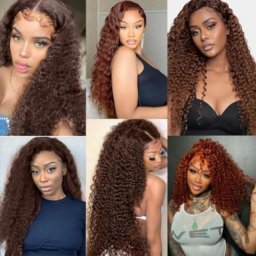 24 Inch Chocolate Brown Kinky Curly Clip ins Human Hair 110g 8pcs 20 Clips 3C 4A Curly Clip In Hair Extensions Real Human Hair Brazilian Virgin Hair Full Head for Women 4# Color